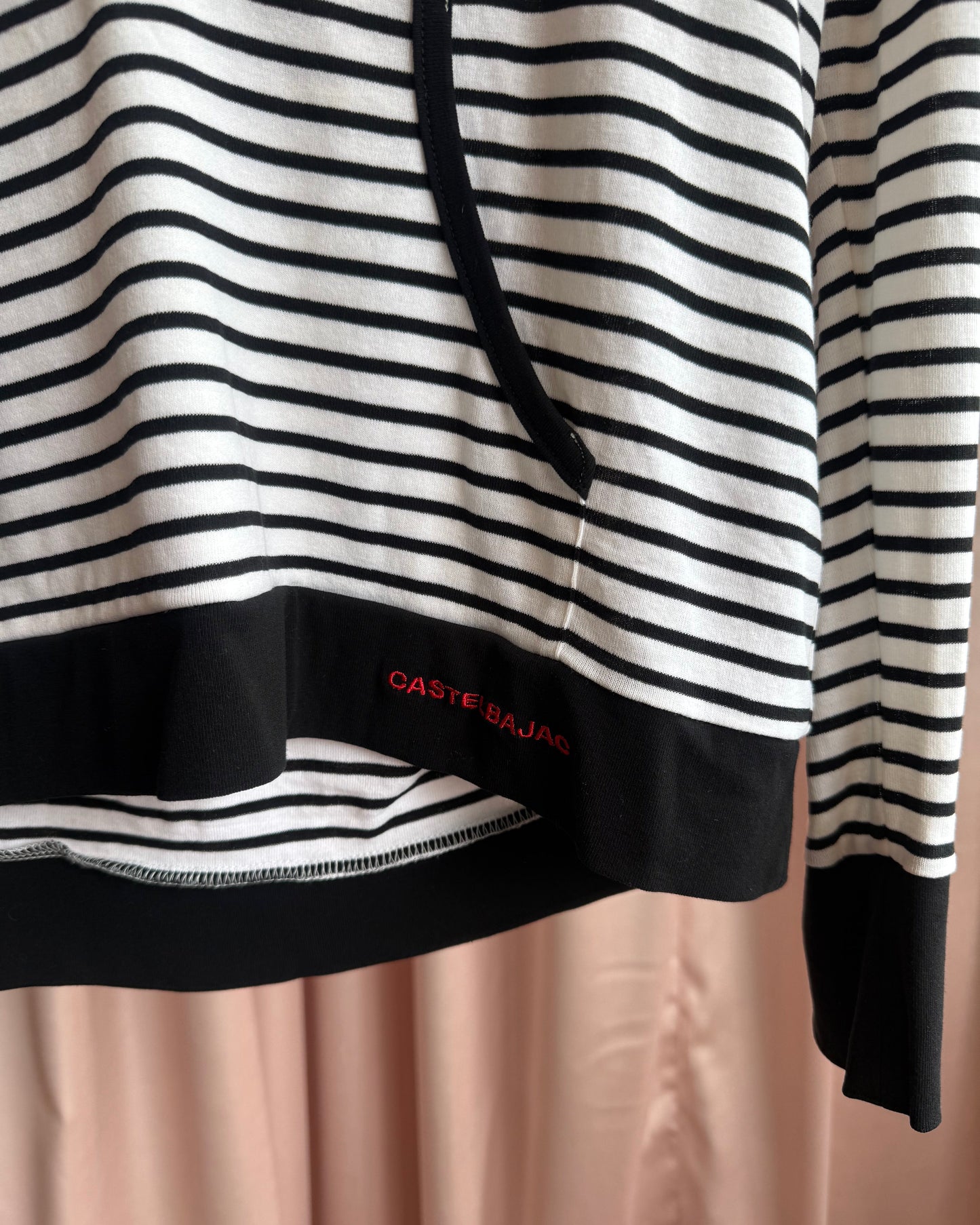 Castelbajac Sport Black & White Striped Henley Hoodie