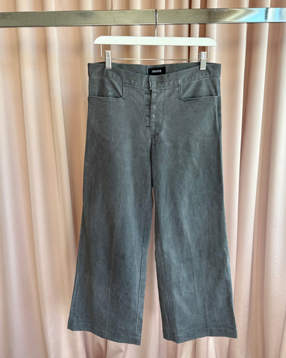 Japanese Brand Grey Garment Dyed Wide Leg Trousers