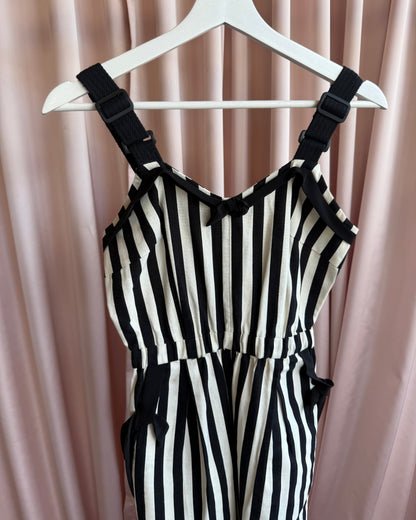 1990's Dancing Riot Black & White Striped Jumpsuit