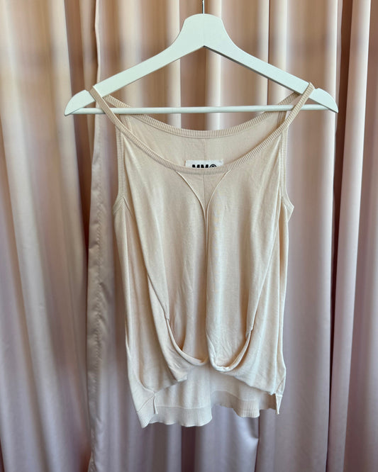 MM6 Maison Martin Margiela 2012 100% Silk Beige Knit Tank Top