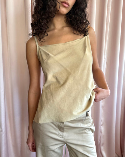 Plein Sud Deadstock 2000's Tan Suede Open Tie Back Tank Top