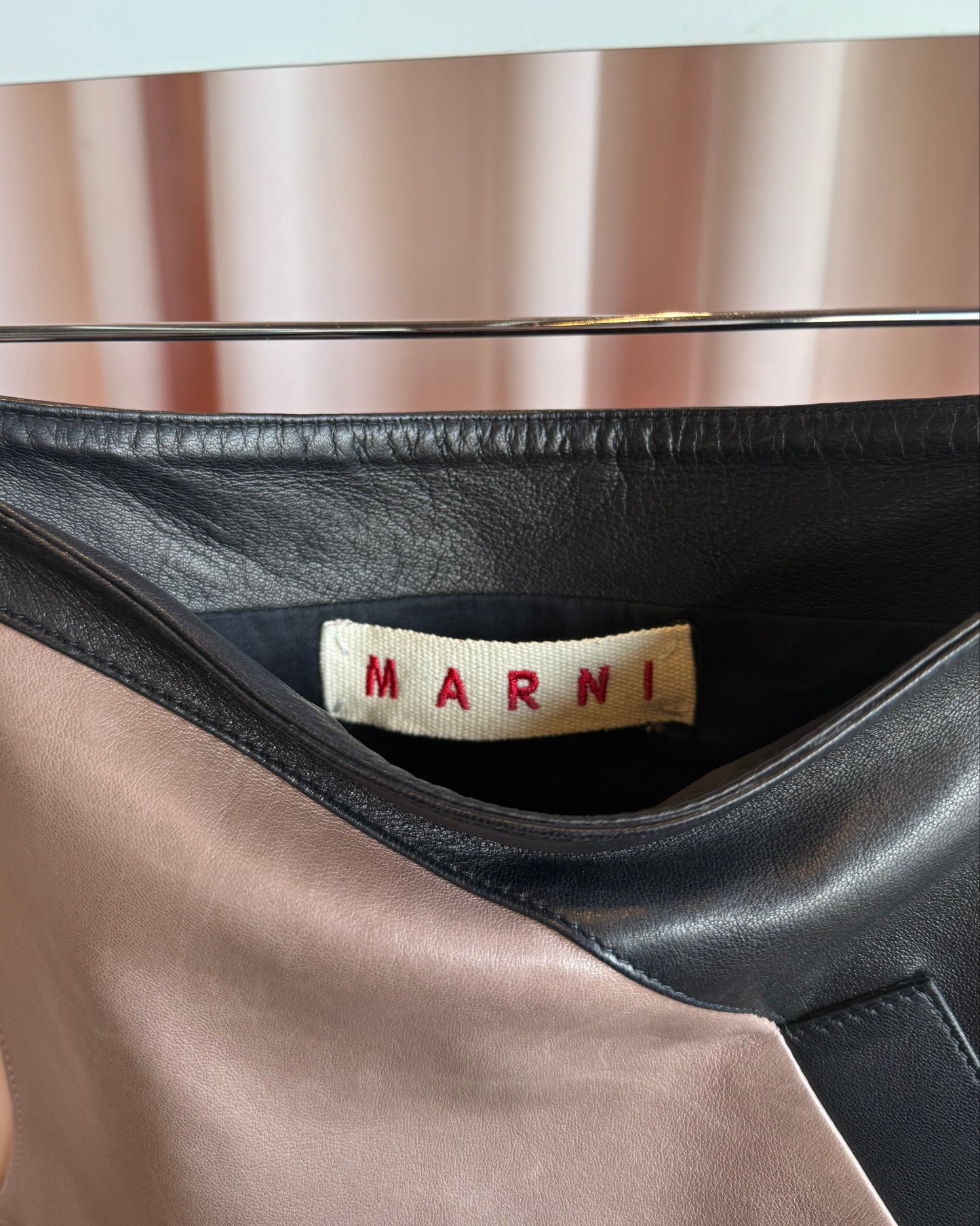 Marni Patchwork Leather Mid Length Skirt