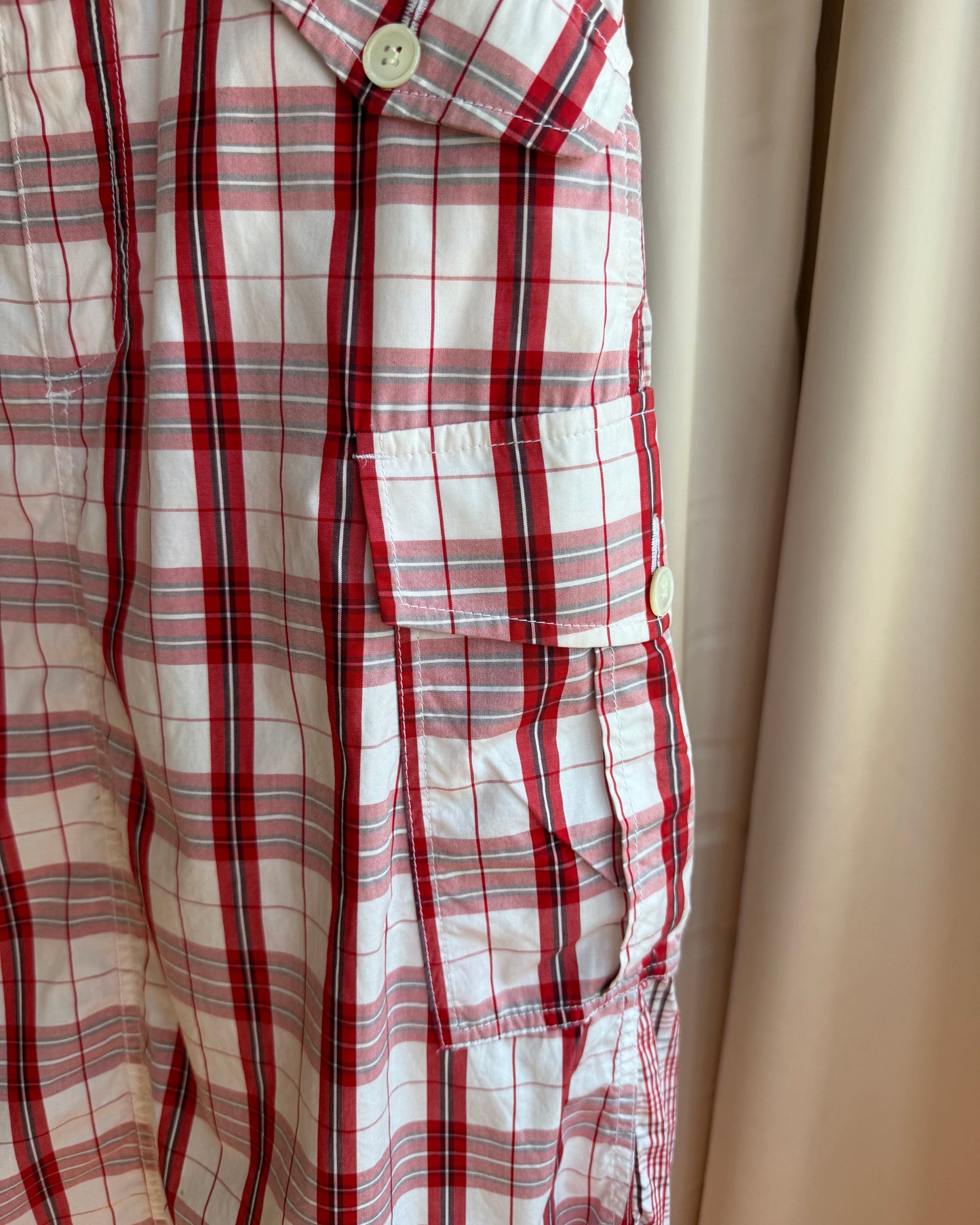 Junya Watanabe S/S 2003 Red & White Plaid Cotton Cargo Skirt