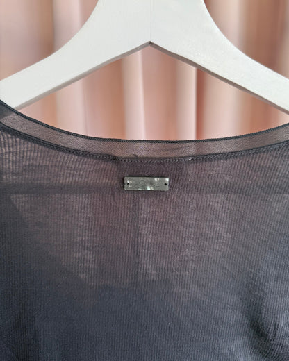 Diesel Dark Grey Ribbed Henley Long Sleeve Top