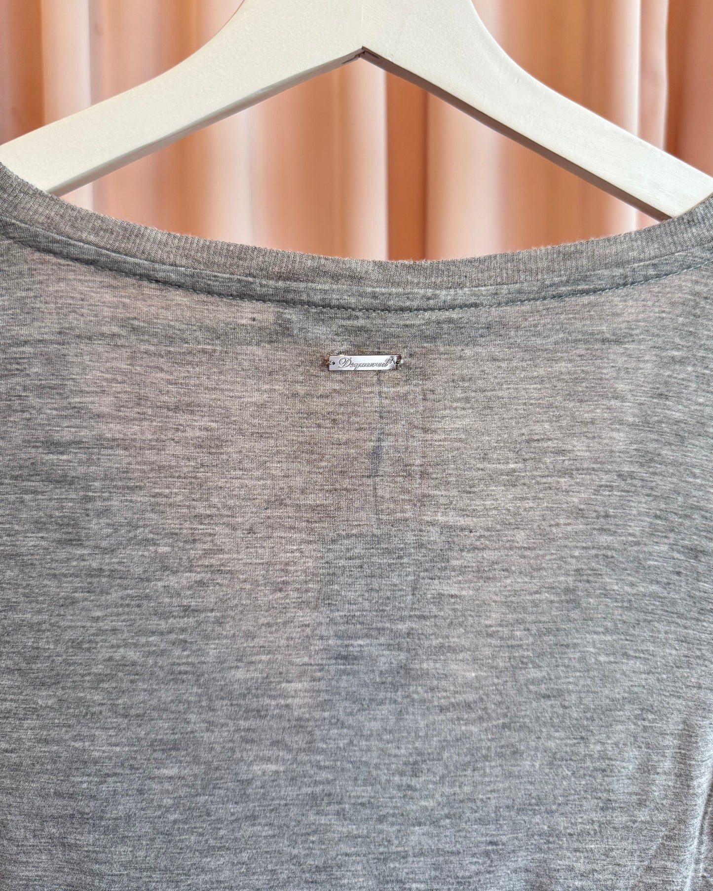 Dsquared² Grey Long Sleeve V-Neck Viscose Knit Top