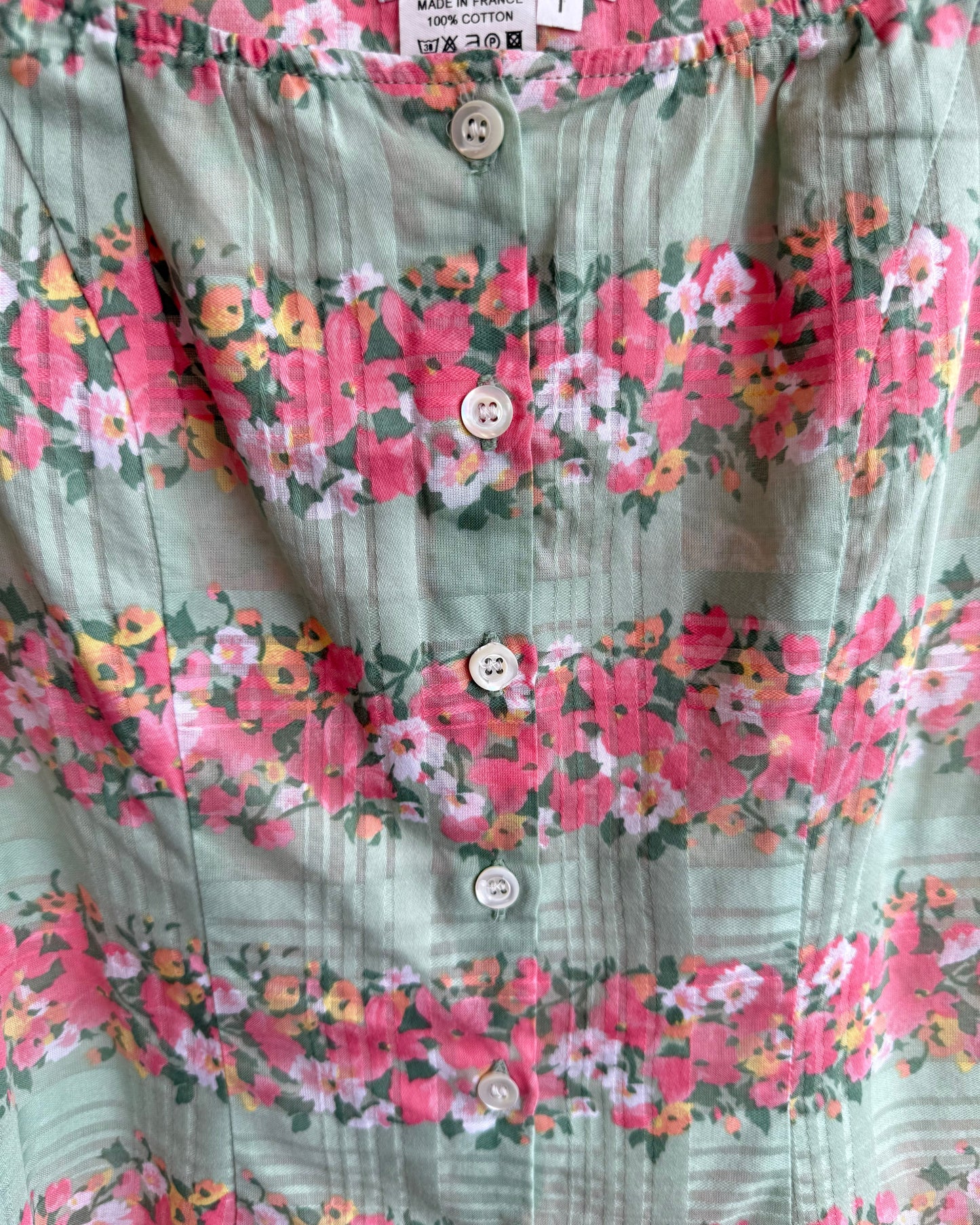 French Brand Floral Print Cotton Milkmaid Top