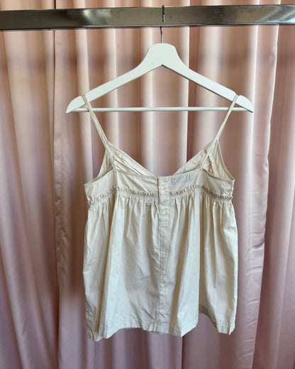 Zucca Cream Cotton Pleated V-Neck Babydoll Camisole