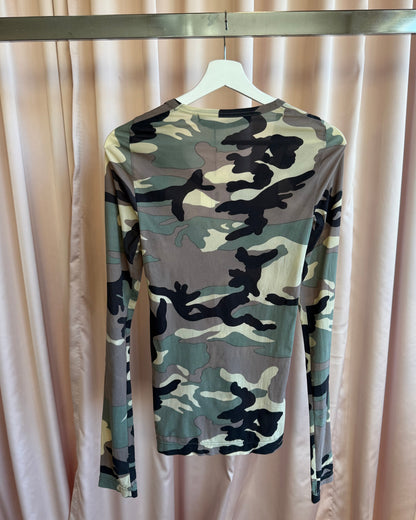 Junya Watanabe 1993 Camouflage Print Mesh Long Sleeve Top