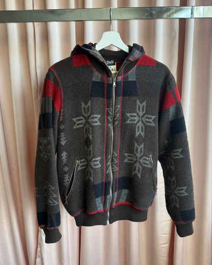 D&G F/W 2004 Nordic Print Wool Blend Knit Zip Up Hoodie