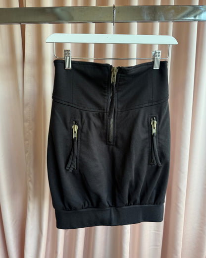 Japanese Brand High Rise Zipper Detail Black Skirt