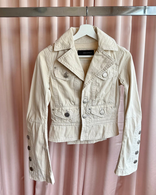 Dsquared² S/S 2004 Cream Bell Sleeve Denim Jacket