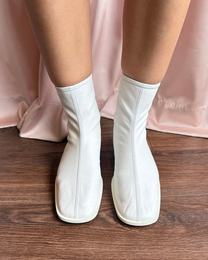 Acne Studios White Leather Ankle Sock Boot