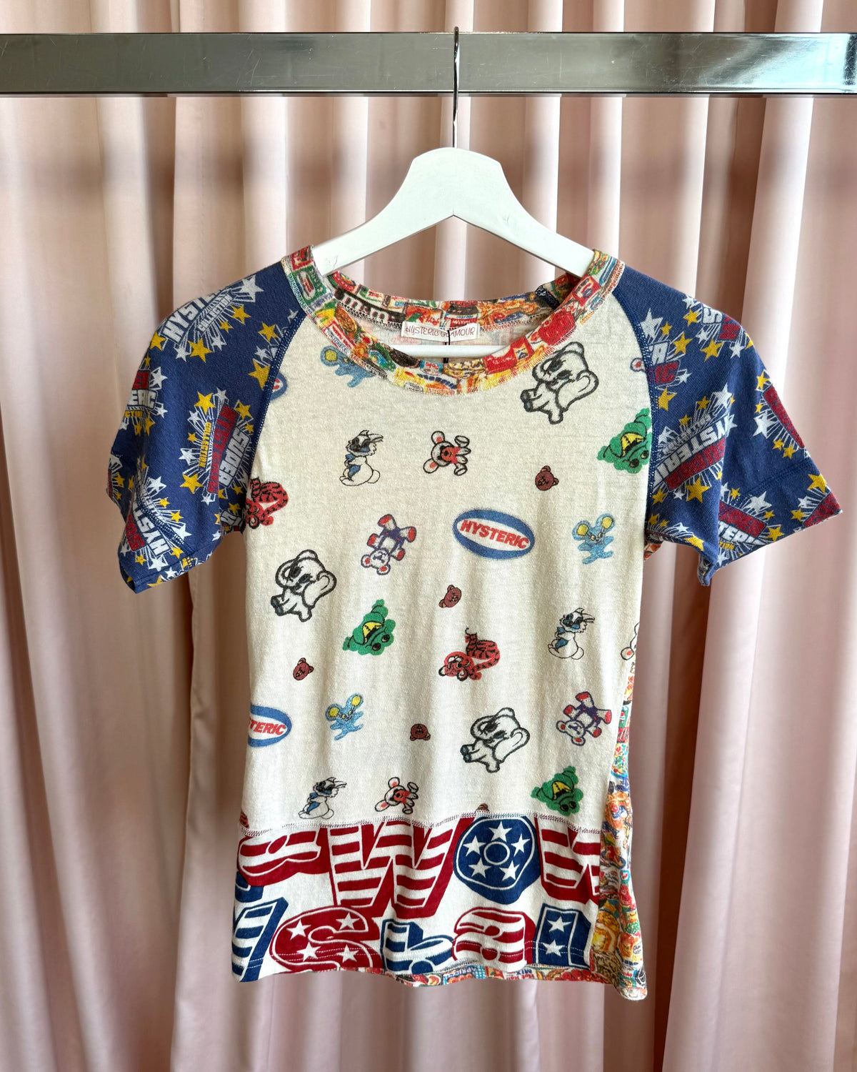Hysteric Glamour 1990's All Over Print Raglan Short Sleeve Top