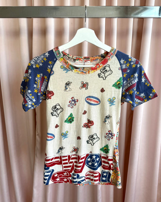 Hysteric Glamour 1990's All Over Print Raglan Short Sleeve Top