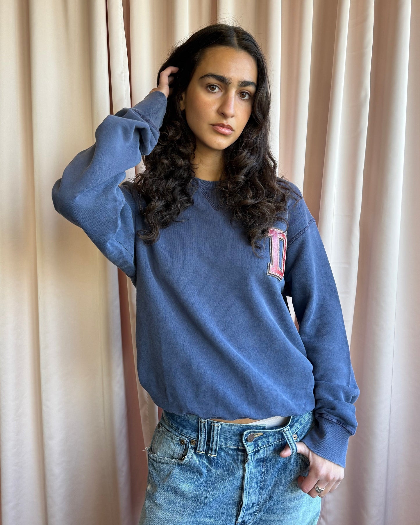 Dsquared² “League” Spell Out Logo Patch Navy Sweatshirt