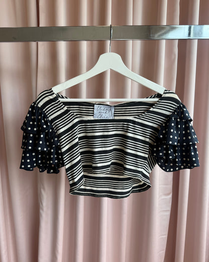 Moschino Cheap & Chic Striped & Polka Dot Cropped Top