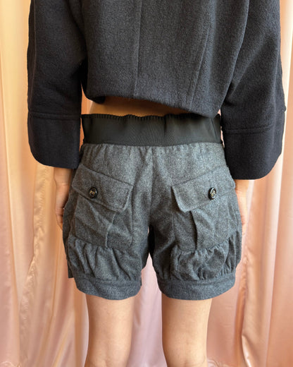 D&G Grey Wool Blend Bubble Shorts