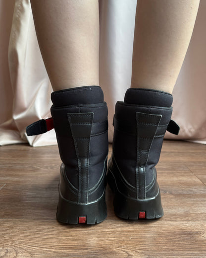 Prada Sport Black Leather Hiking Boots