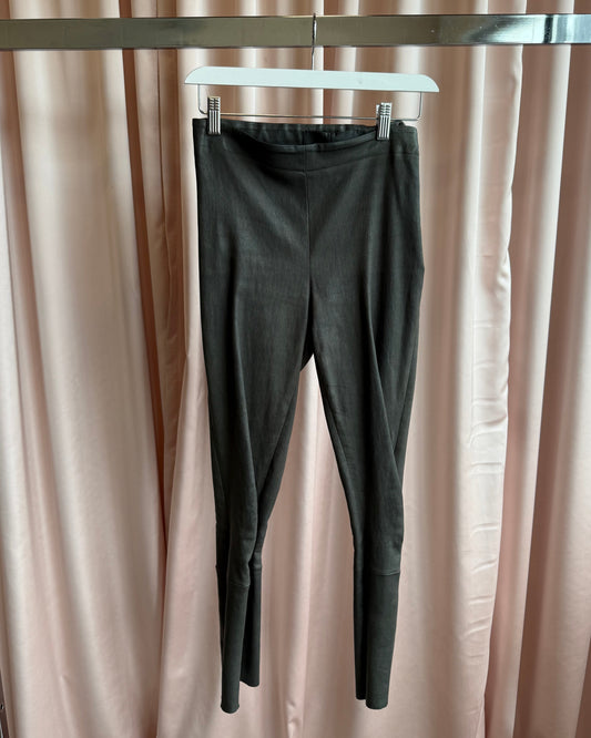 Haider Ackermann Dark Green Leather Pants