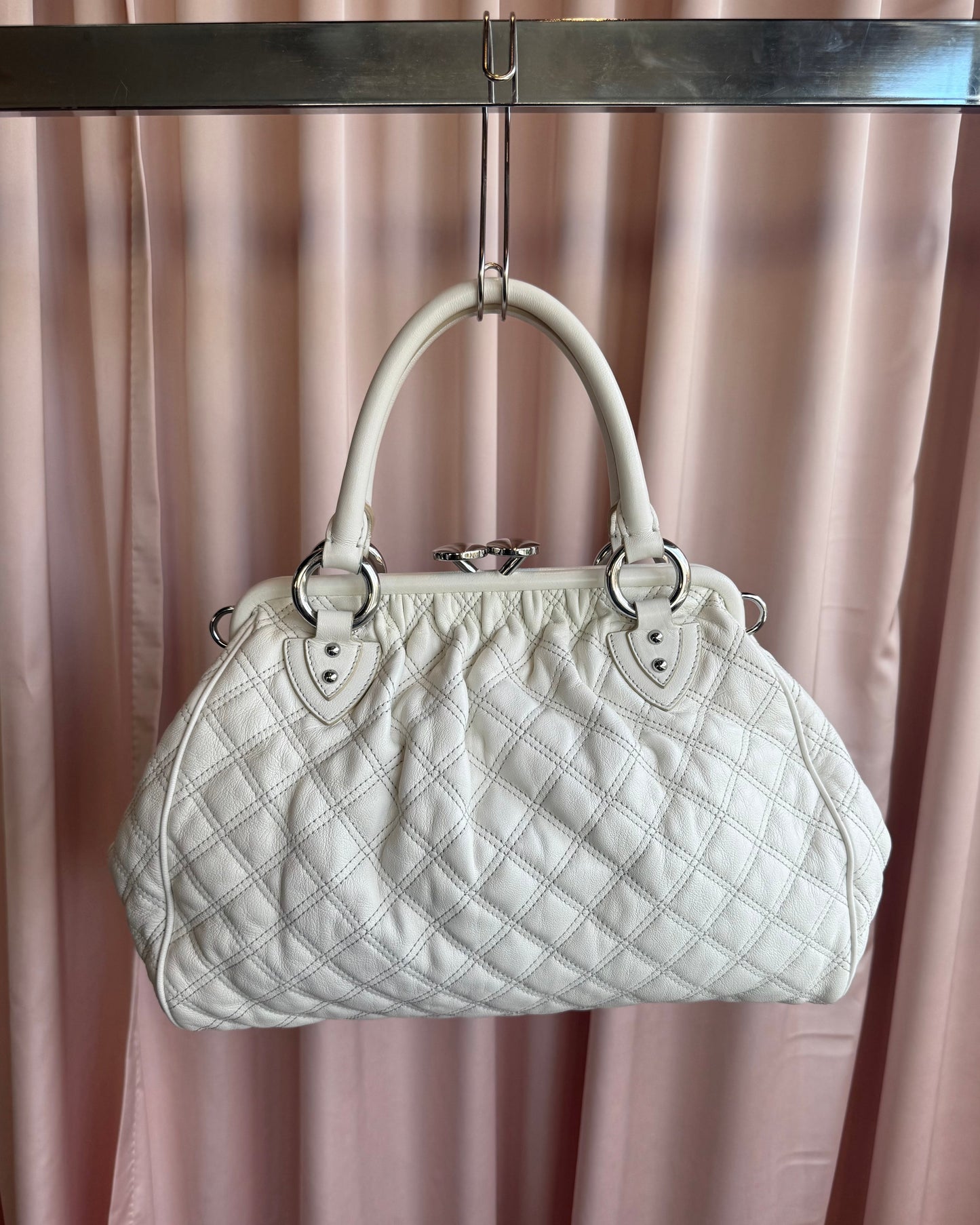 Marc Jacobs Quilted White Leather Stam Bag
