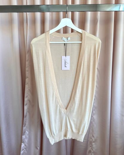 Celine 100% Cashmere Knit Low Cut V-Neck Top