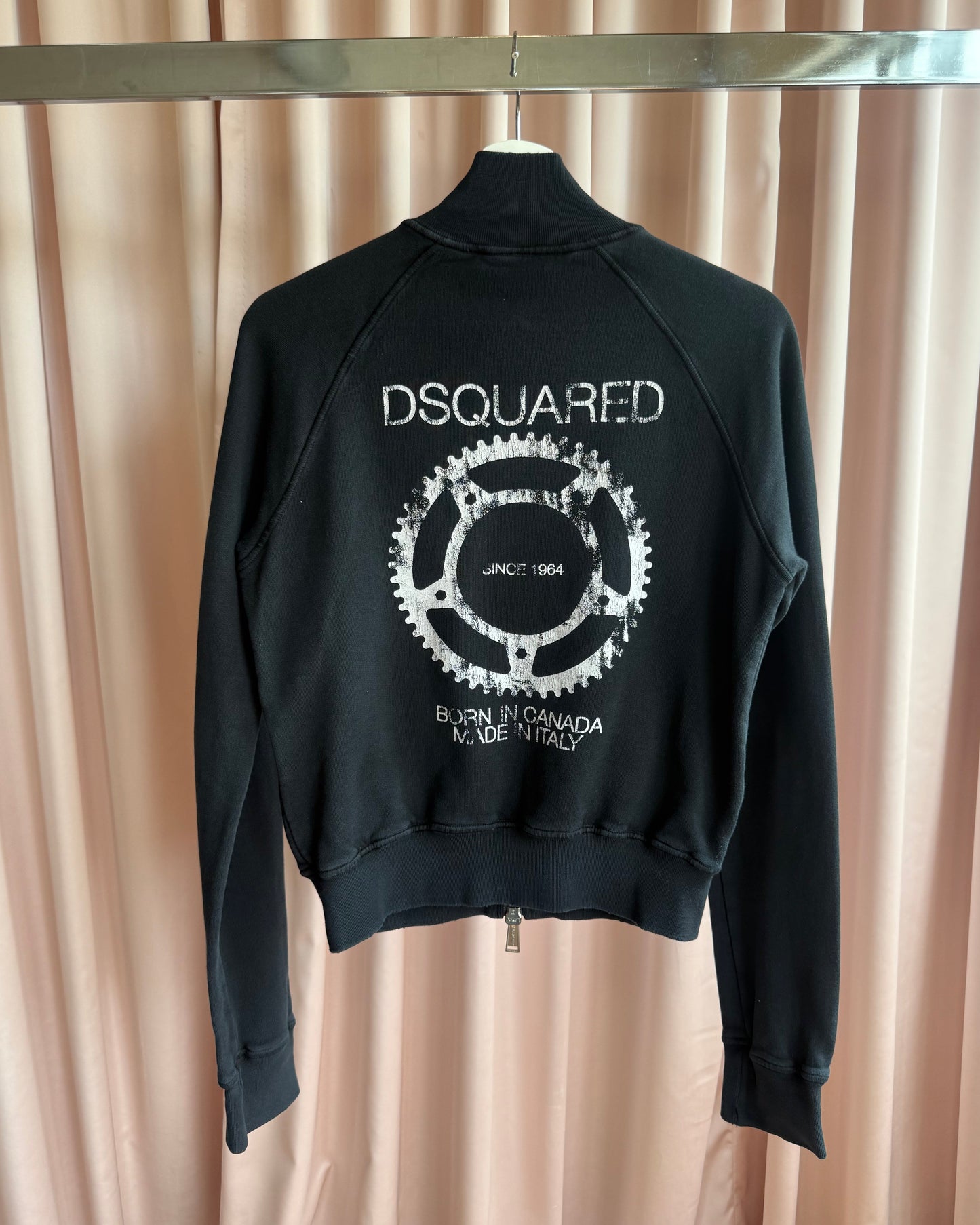 Dsquared² F/W 2007 Gears Print Black Zip Up Sweatshirt