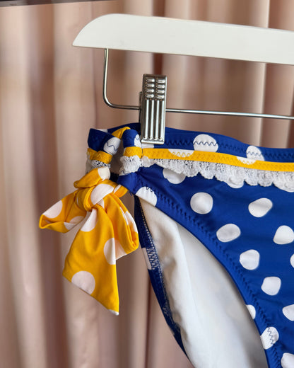 Betsey Johnson Blue White & Yellow Polka Dot Bikini