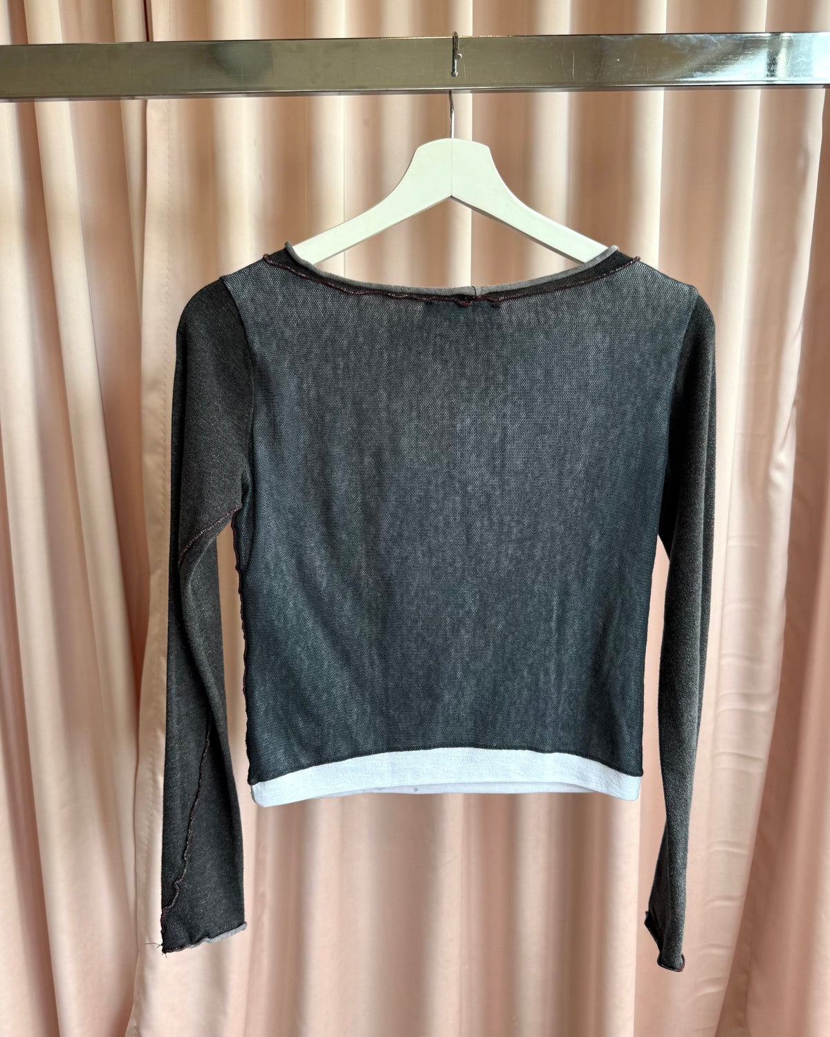 Cop Copine Mesh Layer Roll Neck Long Sleeve Top