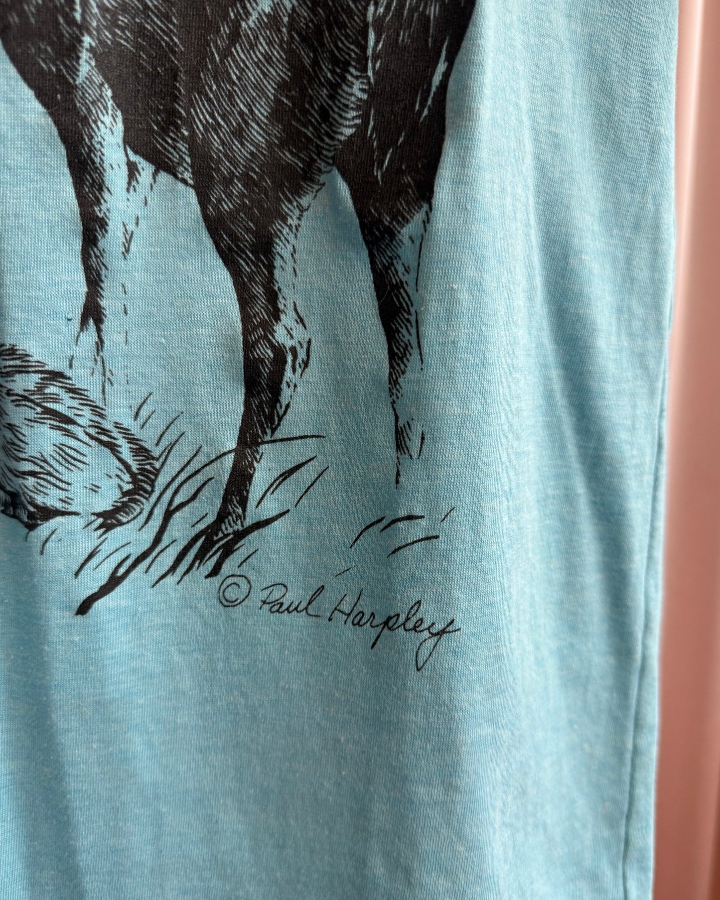 1980's Paul Harpley Wildlife Graphic Blue T-Shirt