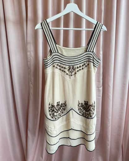 Tsumori Chisato Beaded Silk Mini Shift Dress