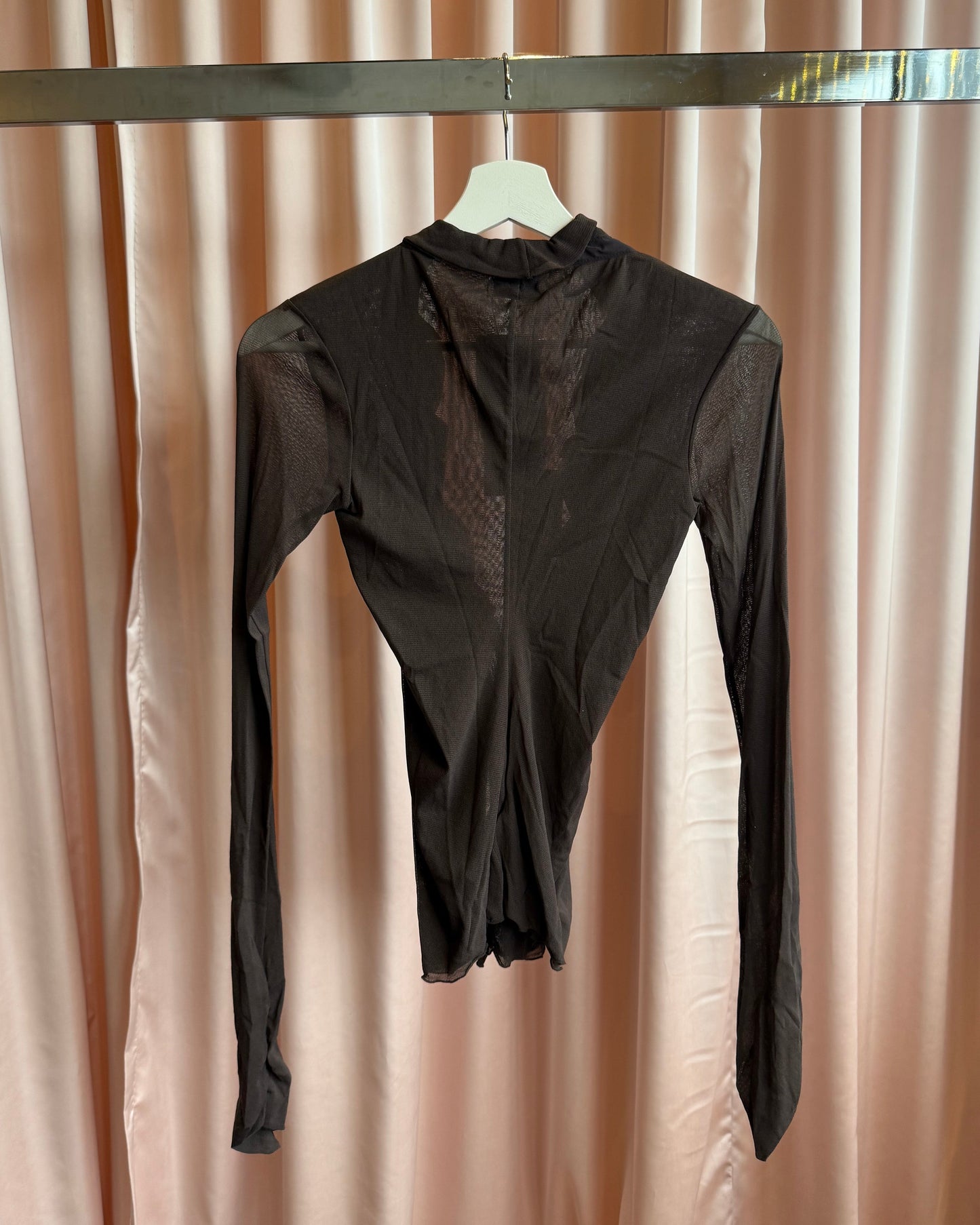 Paola Frani Dark Brown Ruffle Tie Long Sleeve Top