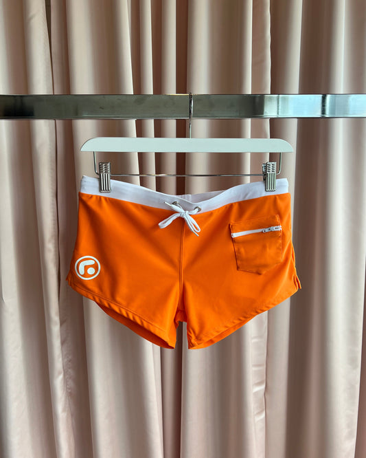 Orange & White Micro Swim Shorts