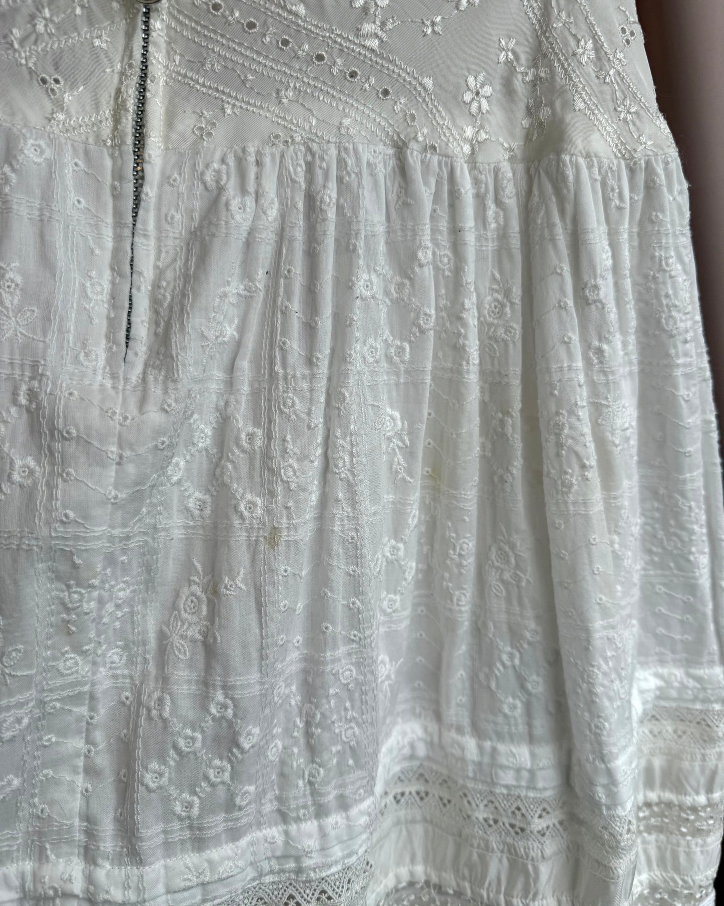 Comme des Garçons tricot White Broderie Anglaise Midi Skirt