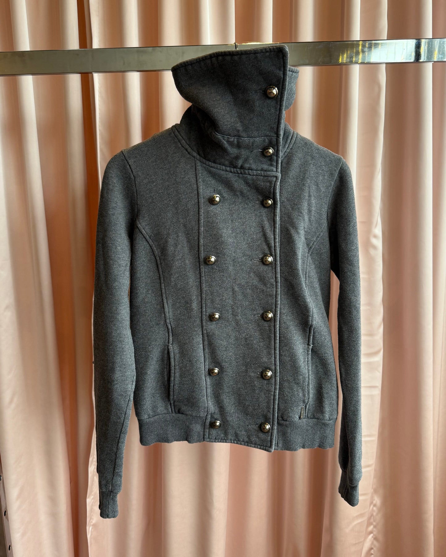 Kismet Grey Sweat Material Funnel Neck Peacoat