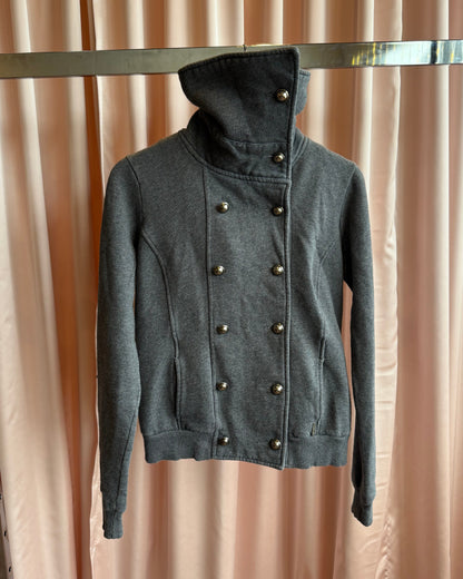 Kismet Grey Sweat Material Funnel Neck Peacoat