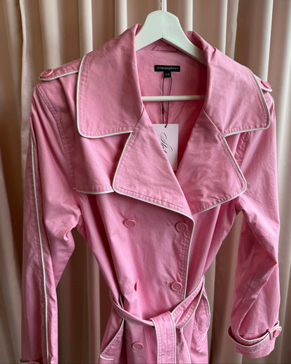 2000's Atmosphere Pink & White Trench Coat
