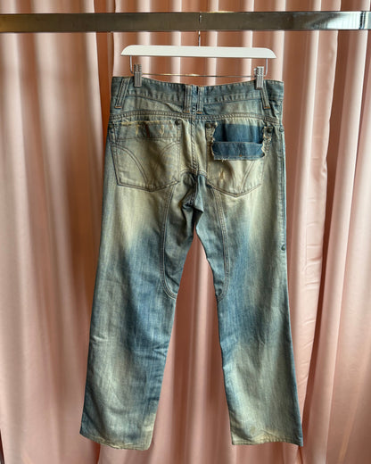 D&G S/S 2005 Distressed Faded Mud Wash Denim