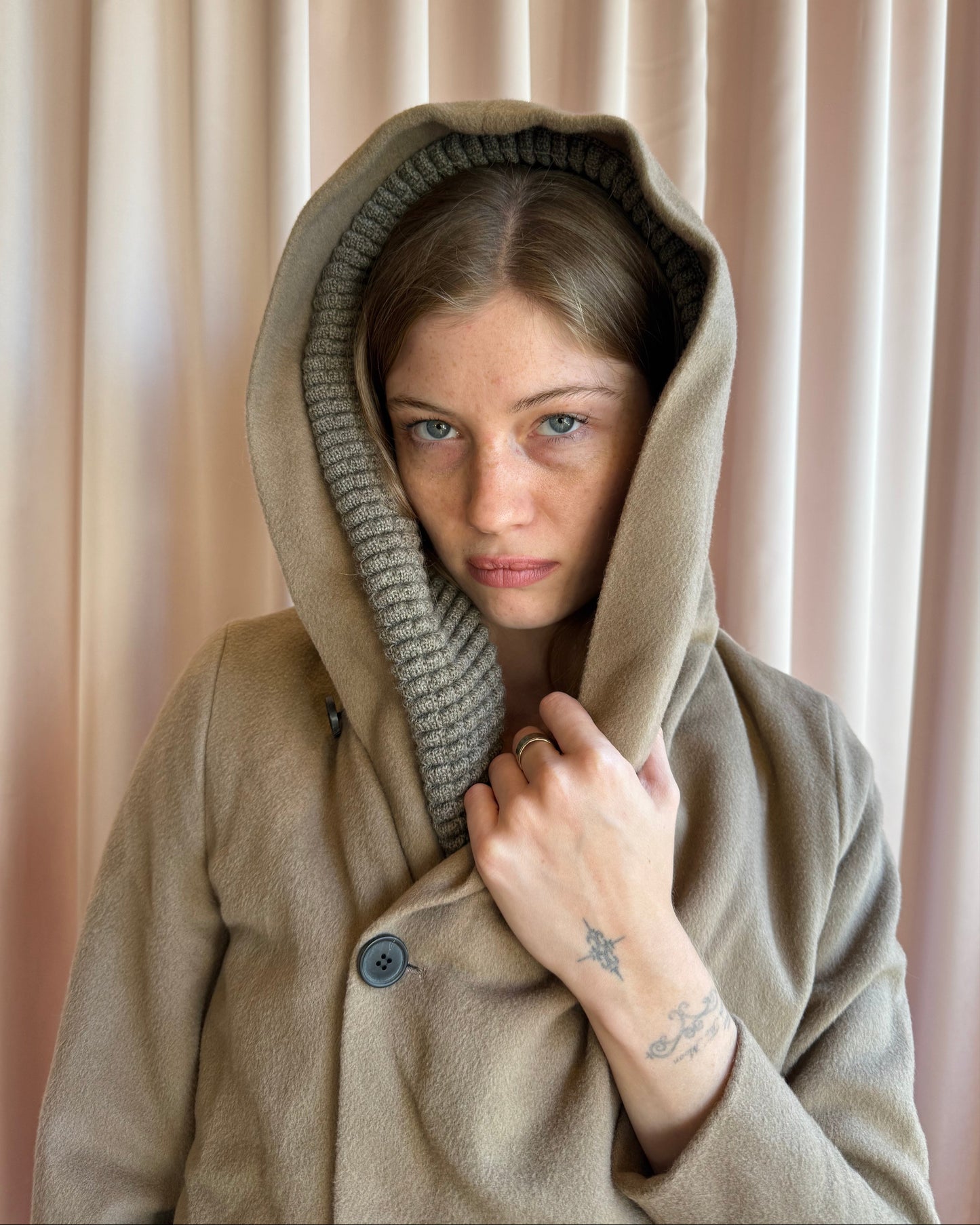 Antwerp Designer Hooded Camel Wool Jacket