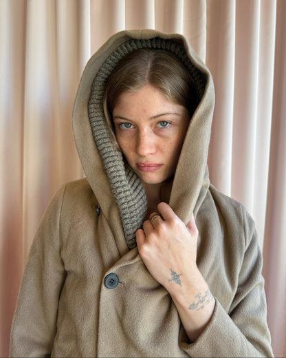 Antwerp Designer Hooded Camel Wool Jacket