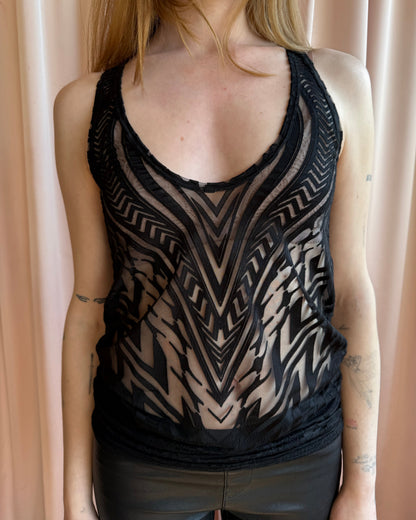 Givenchy S/S 2010 by Riccardo Tisci Sheer Black Tank Top