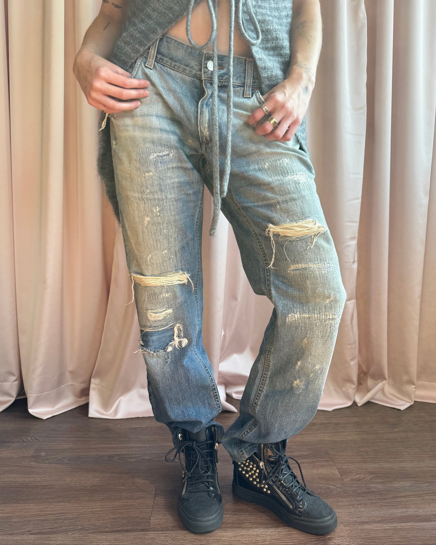 Dolce & Gabbana Distressed Light Wash Denim