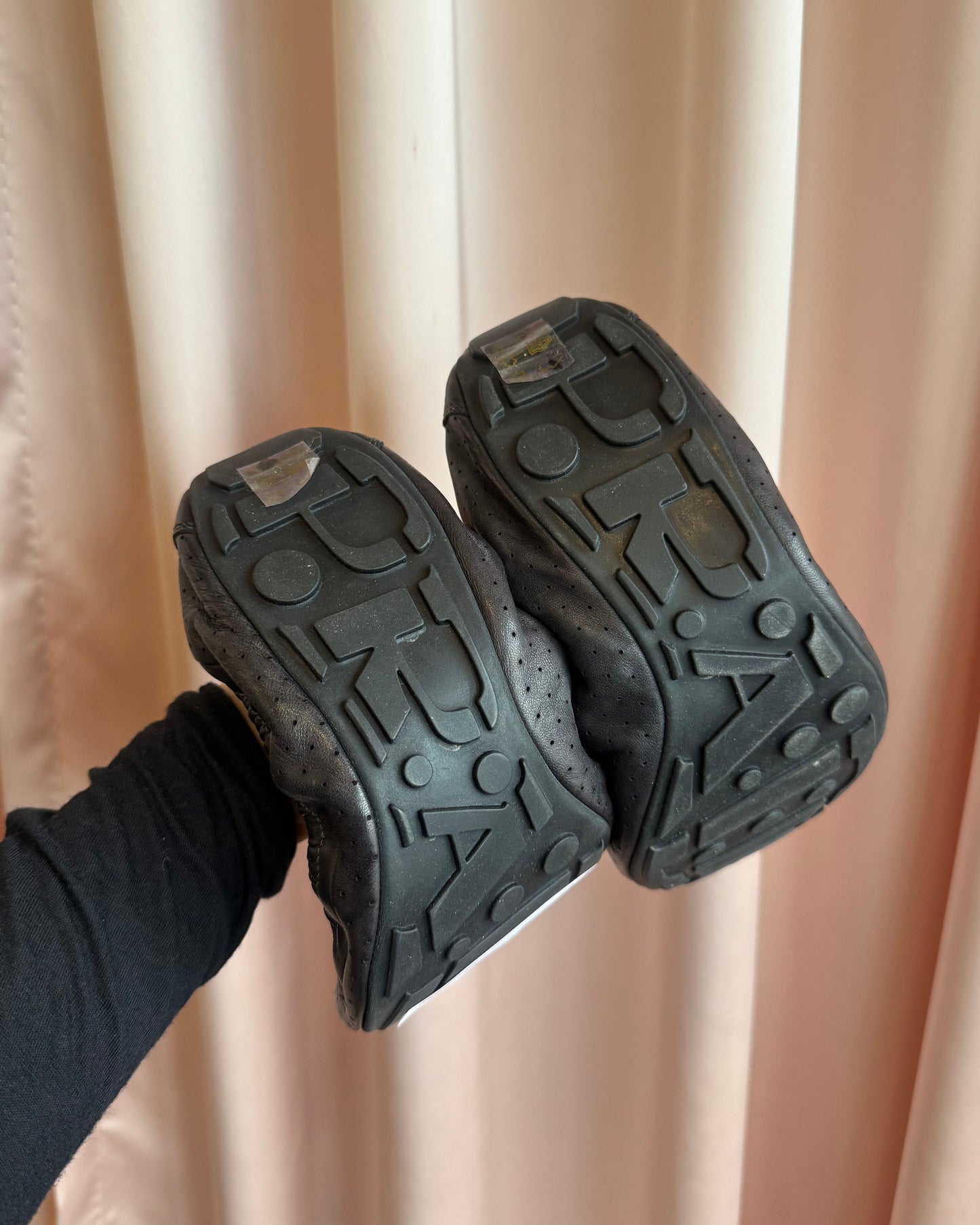 Prada Sport 2010 Perforated Black Lambskin Leather Ballet Flats