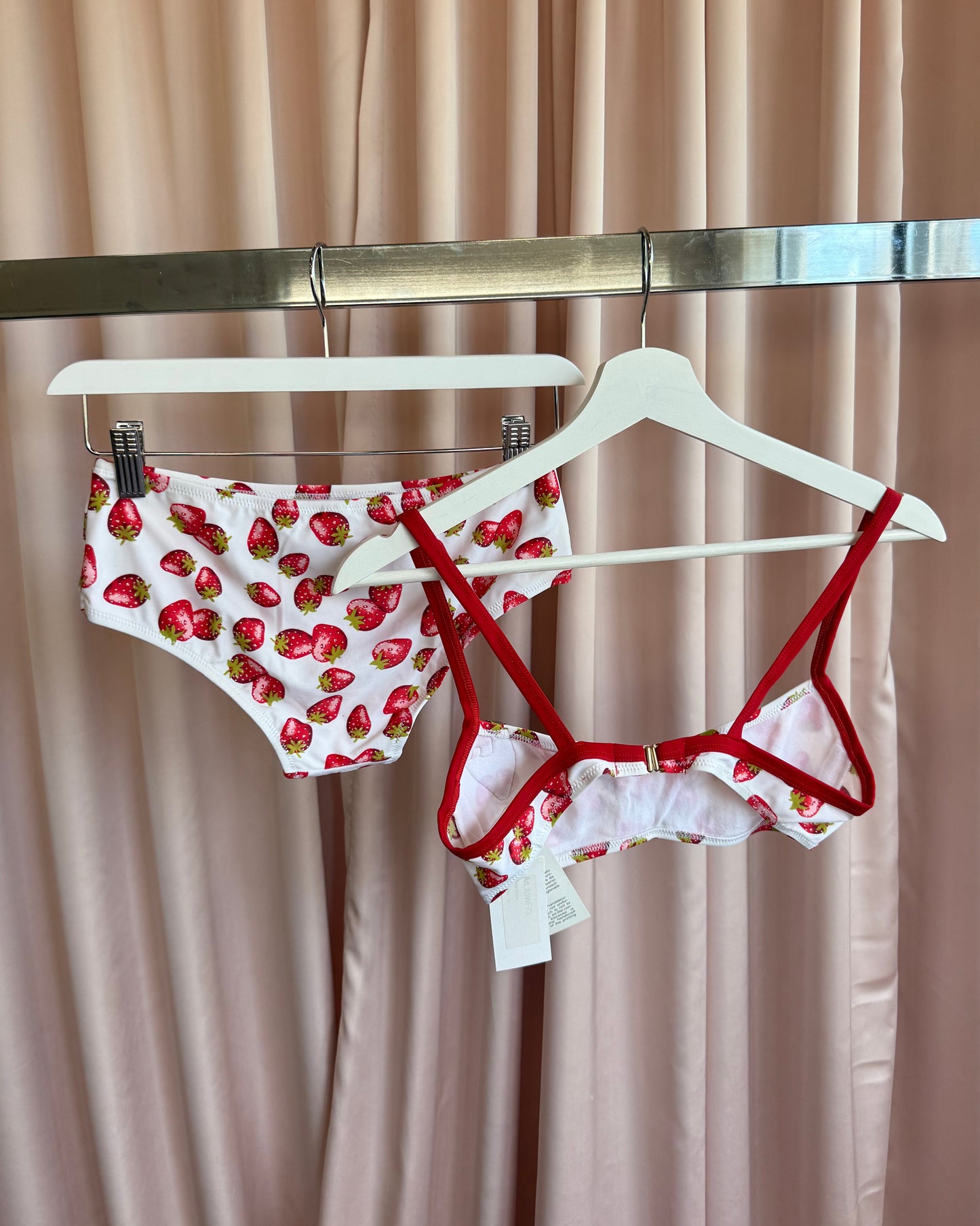Japanese Brand Deadstock Strawberry Print Sequins Patch Bikini