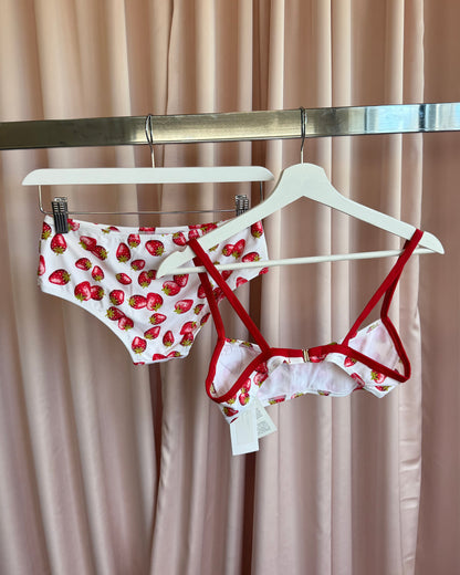 Japanese Brand Deadstock Strawberry Print Sequins Patch Bikini