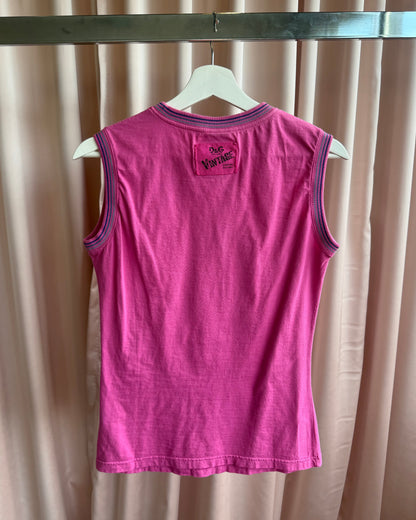 D&G S/S 2005 Batman Graphic Pink Ringer Tank Top
