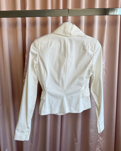 Patrizia Pepe Firenze White Cotton Blend Blazer