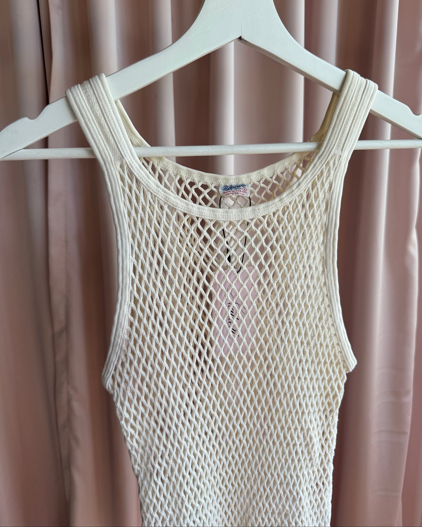 1960's Brynje Norway Fishnet Cotton Tank Top