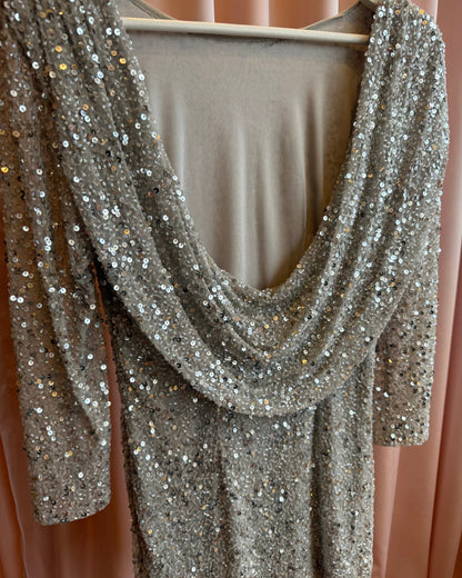 2000's Silver Sequins Low Back Mini Dress