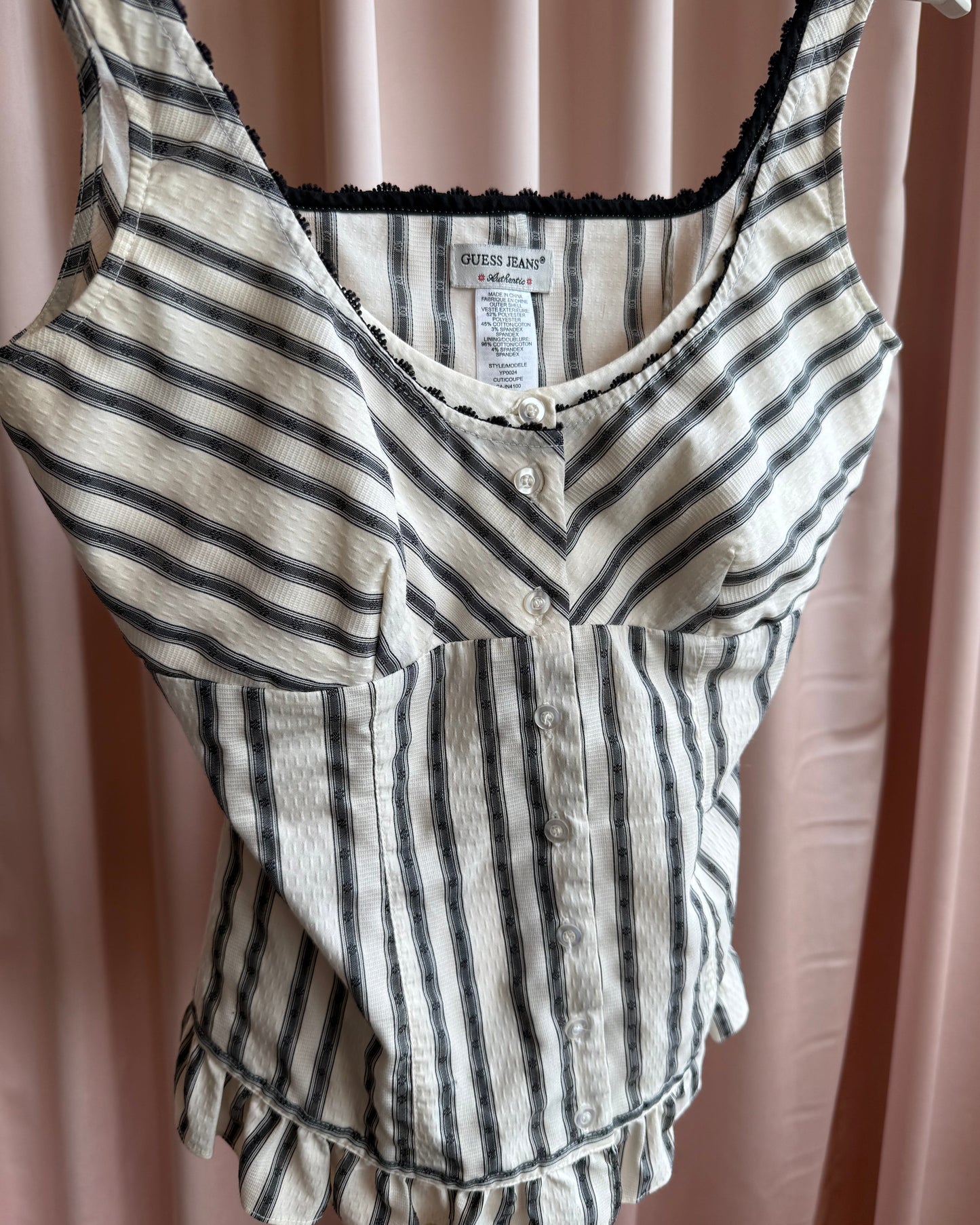 Guess Jeans 2000’s Striped Button Up Bustier Top