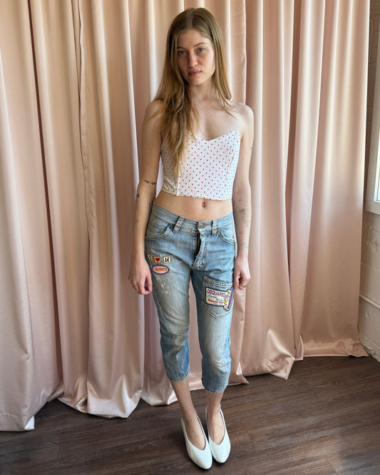Dsquared² S/S 2005 Patched Cropped Light Wash Denim